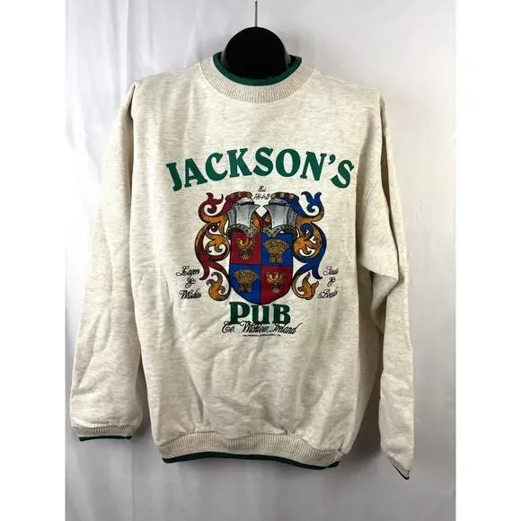 VTG 90s Jackson's Pub Co. Wicklow Ireland Crewneck Sweatshirt Men's LARGE New